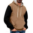 thumbnail image 2 of Krdevn Hoodies for Men - Men's Versatile Colorblocking Casual Sport Drawstring Hooded Sweatshirt - Sweatshirts for Men,Color:Coffee,Size:XL, 2 of 3