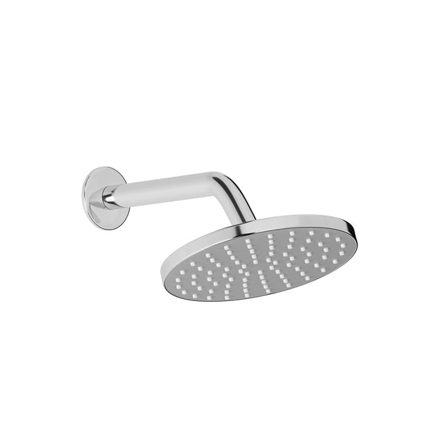 Regadera Brucke Redonda Gris Cromada con Brazo de Ducha