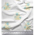 thumbnail image 1 of Soimoi Polyester Crepe Fabric Leaves & Floral Block Printed Fabric 1 Yard 52 Inch Wide, 1 of 3
