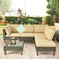 thumbnail image 3 of Gymax 4PCS Rattan Patio Sectional Sofa Set Outdoor Furniture Set w/ Cushion, 3 of 9