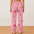 thumbnail image 4 of Valentines Women Comfy Casual Pajama Pants Heart Graphic Print Pjs Relaxed Fit Wide Leg Heart Pj Pants Valentines Day Gifts, 4 of 6