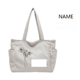 thumbnail image 5 of Personalized Birth Flower Corduroy Tote Bag for Women, 4 Color Options Custom Name Large Size Shoulder Bag with Zipper, HandBags with Pockets for Work Travel Shopping, 5 of 8