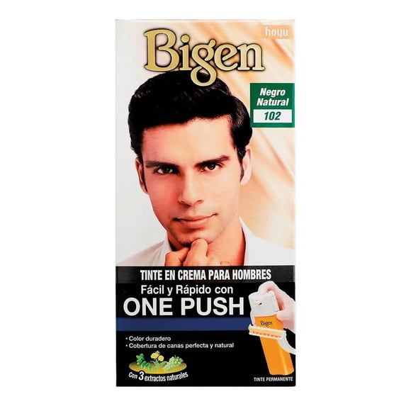 Tinte para cabello Bigen en crema para hombres negro intenso 102