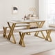 thumbnail image 2 of 4-person dining mesa bench set: rectangular mesa con faux marble top, sturdy metal frame, space-saving para kitchen, dining room, o apartment, 2 of 7