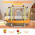thumbnail image 4 of 55" Toddler Trampoline Indoor/Outdoor for Kids, Shinpt Mini Trampoline for Backyard, Recreational Trampoline with Basketball Hoop, Outdoor Toddler Toy with Enclosure Net, Indoor Bounce House for Gift, 4 of 9