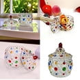 thumbnail image 4 of Hand-Painted Crystal Candy Dish with Lid - Colorful Glass Jar with Diamond Cut Embossed Pattern, Vintage Style Decorative Bowl for Candies, Nuts, Cookies, Jewelry & Home Decor  P, 4 of 7