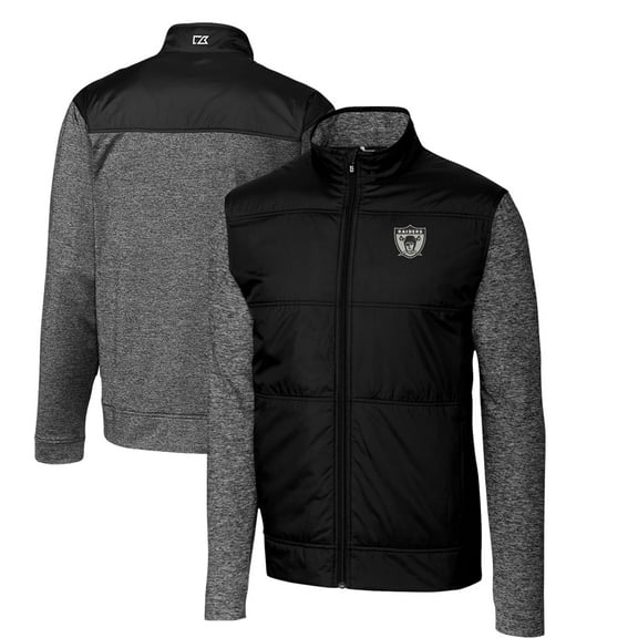 Men's Cutter & Buck Black Las Vegas Raiders Throwback Logo Big & Tall Stealth Hybrid Quilted Full-Zip Windbreaker Jacket