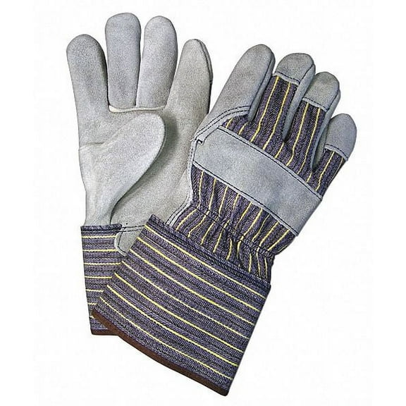 Mcr Safety Leather Gloves,Gray,L,PK12  1410A