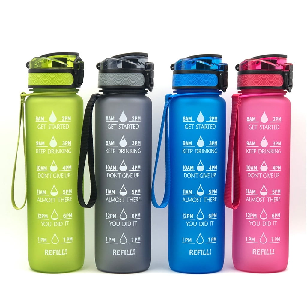 Timed Water Bottles 32-Ounce Combo Pack Time Marker Tracker Goal Bottle Sports 