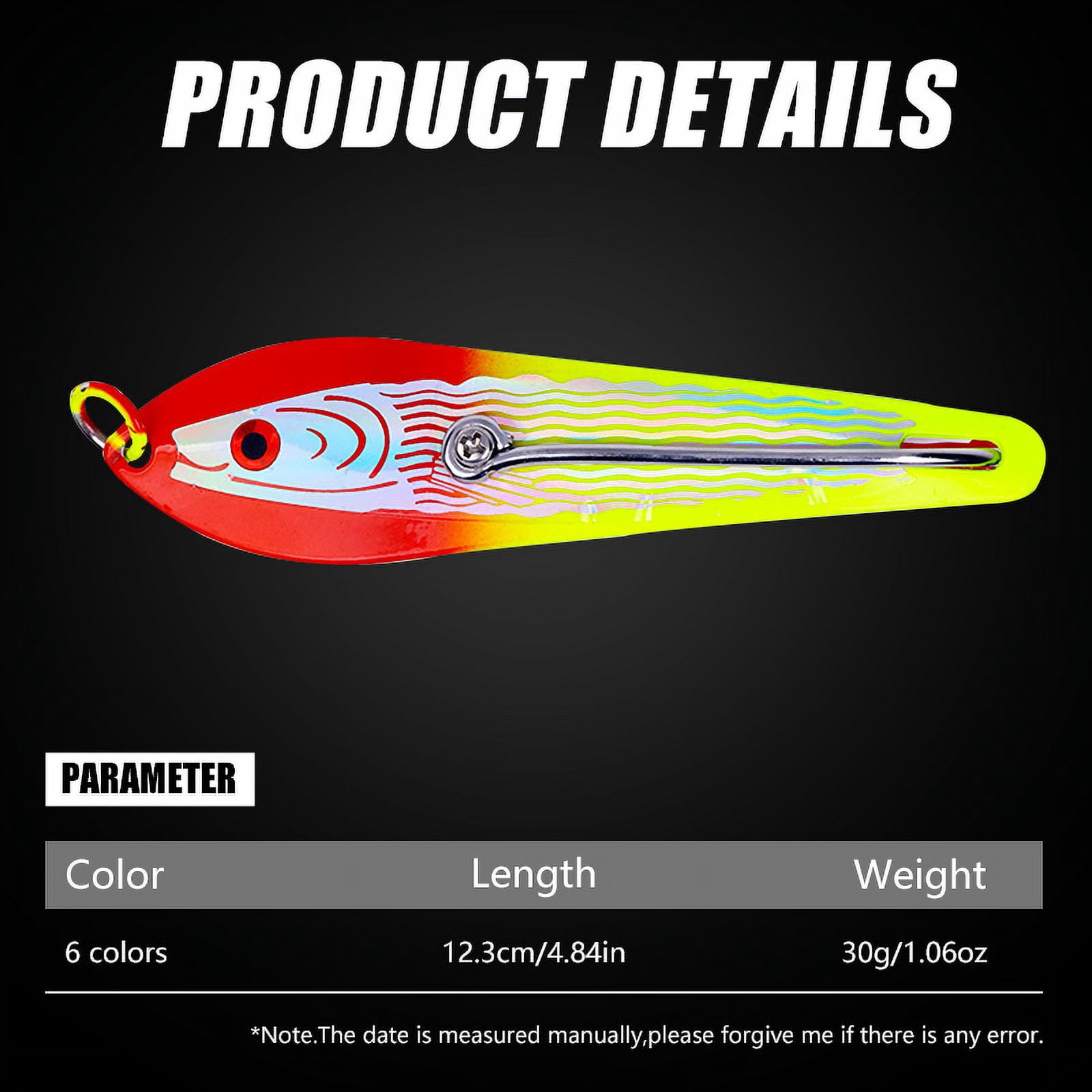 HENGJIA Fishing Lures Fishing Spoons Fishing Bait Trout Lures Bass Lures Saltwater Fishing Spoons Lures 1 5/8oz,12PCS