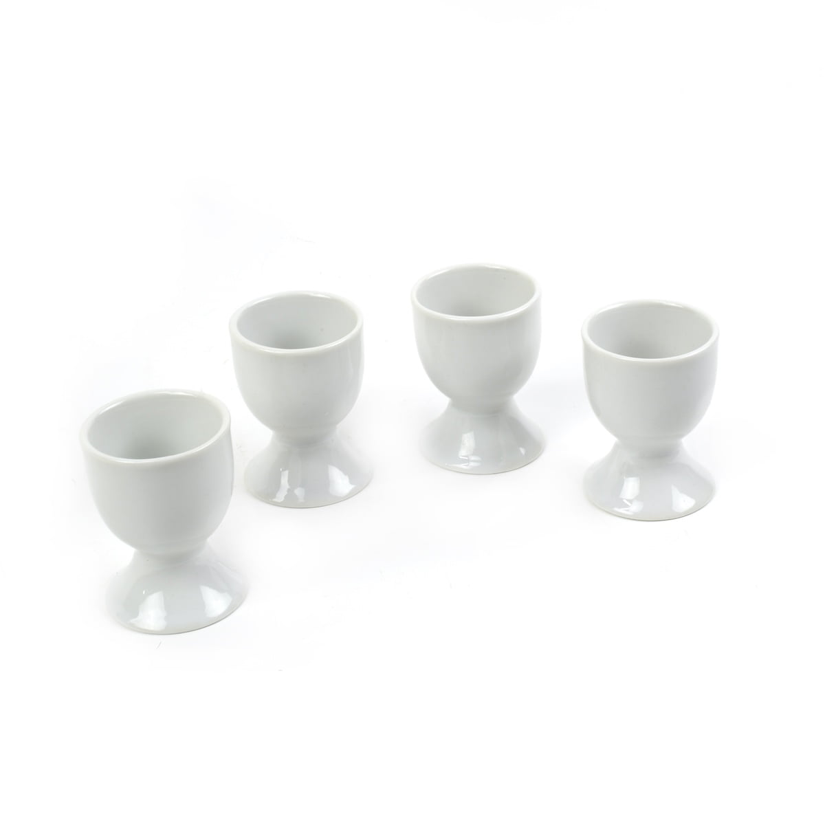 4pc White Porcelain Soft Hard Boiled Egg Cup Holder Stand Set Formal