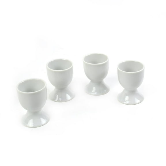 4pc White Porcelain Soft Hard Boiled Egg Cup Holder Stand Set Formal Food Serving Dish