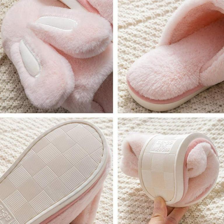 Fluffy bunny hot sale ear slippers