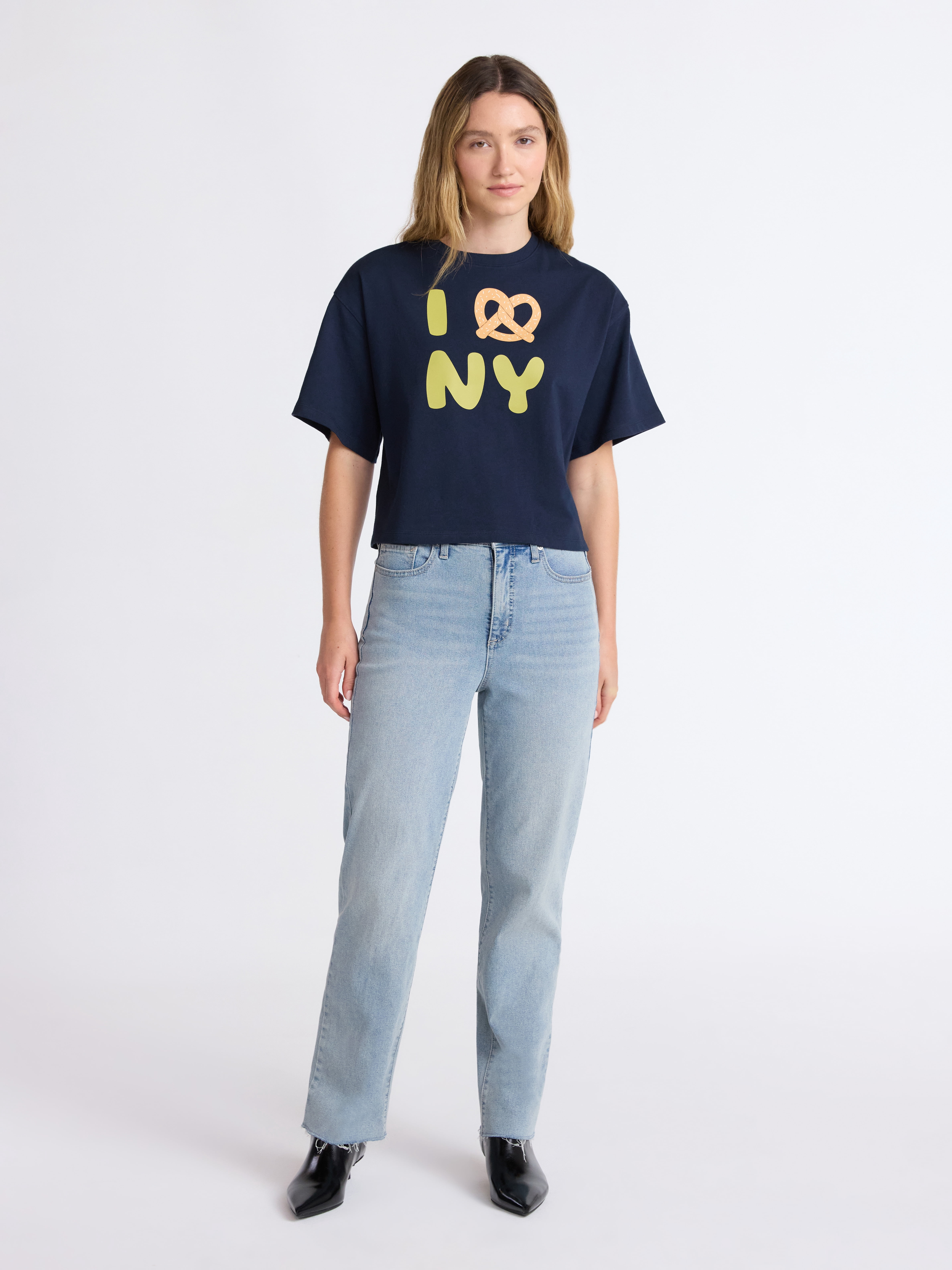 Scoop Women’s and Women’s Plus Cotton Cropped New York Graphic Tee, Sizes XS-4X