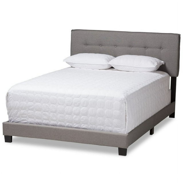 Baxton Studio Audrey Tissu Touffeté Lit Très Grand en Gris Clair