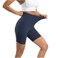 thumbnail image 4 of CheerKidz Yoga Biker Workout Shorts for Women's Summer Solid Color Elastic High Waist Lift The Hip Yoga Shorts Stretch Short Pants(Dark Blue,XL), 4 of 5