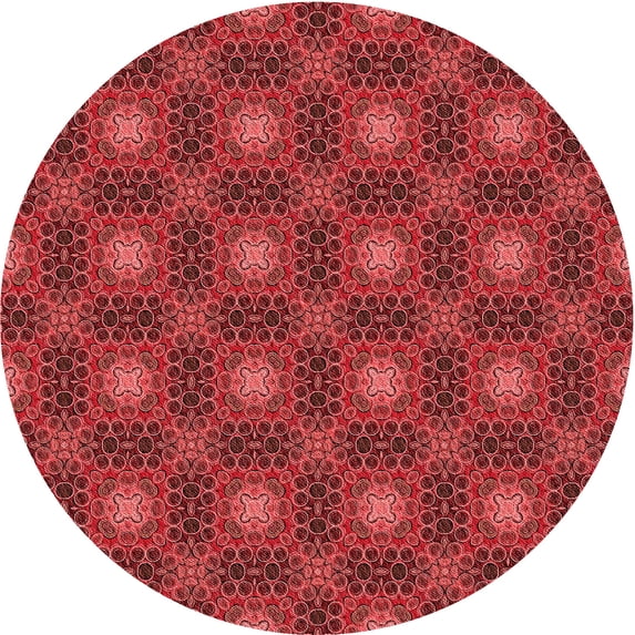 Ahgly Company Indoor Round Patterned Grapefruit Red Area Rugs, 3' Round