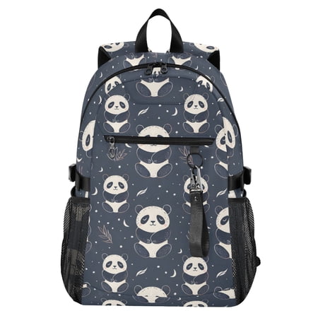 JIALIOU 14 Laptop Backpack Waterproof Airline Approved Stylish Casual Daypack for Travel Business College Work Cartoon Sitting Panda