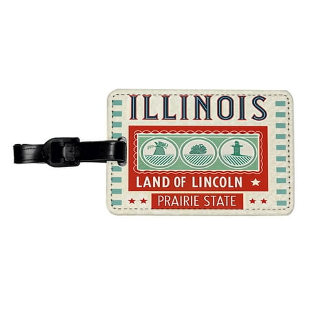Illinois IL Land of Lincoln State Travel Vacation Stamp Faux Leather Travel Luggage Tag