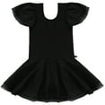 thumbnail image 3 of inlzdz Girls Ruffle Short Sleeve Ballet Dress One Piece Tank Leotard Team Competition Dancewear Black 7-8, 3 of 7
