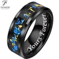 thumbnail image 1 of Black IP Tungsten Ring w/ Carbon Fiber Inlay 8mm Comfort Fit for Men Women w/ Free Engraving Options, 1 of 5