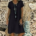 thumbnail image 4 of GEWSEY Women's Casual T Shirt Dress Summer Short Sleeve Swing Dresses with Pockets Black, S, 4 of 6