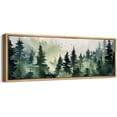 thumbnail image 3 of IDEA4WALL Extra Large Framed Canvas Print Wall Art Misty Forest Watercolor Tranquil Pine Trees with Birds Silhouette Artwork Nature Wilderness Fine Art Decor for Home Decoration - 60"x20", 3 of 5