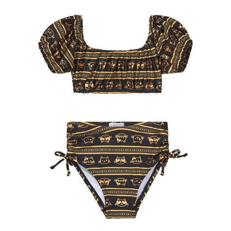 Flapdoodles girls Peasant Crop Top 2pc Swimsuit, G6X