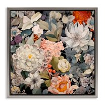 Stupell Industries Grey Mixed Botanicals Botanical & Floral Painting Gray Floater Framed Art Print Wall Art, 18 x 18