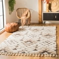 thumbnail image 2 of SAFAVIEH Moroccan Tassel Larry Geometric Shag Area Rug, Ivory/Brown, 4' x 4' Square, 2 of 7