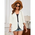 thumbnail image 3 of Demotime Womens Cardigan Lightweight Open Front 3/4 Sleeve Casual Soft Loose Fit Beach Cover Up White XL, 3 of 6