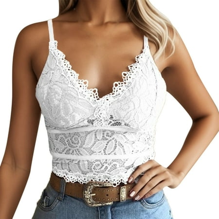 Lingerie for Women Naughty Ladies Seductive Plus Size Wireless Camisole Underwear Crop V Neck Intimate Apparel Vest Bra Womens Sexy Underwear White XXL