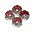 thumbnail image 7 of 13 Inch Round Placemats Set of 4, Christmas Snowman Non Slip Heat Insulation PP Table Mats, Red Black Plaid Xmas Tree Snowflake Washable Place Mats for Kitchen Dining Party Table Decor, 7 of 7