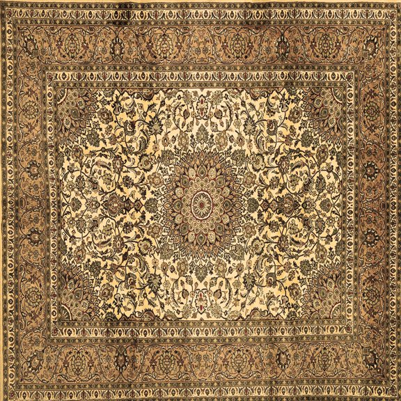 Ahgly Company Indoor Square Medallion Brown Traditional Area Rugs, 5' Square