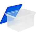 thumbnail image 3 of Storex Storage File Tote with Comfort Grips, Clear/Blue, 4-Pack, 3 of 3