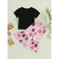 thumbnail image 4 of Genuiskids Toddler Baby Girl Western Outfit Short Sleeve T-Shirts Top Cow Flare Pants Set 2Pcs Cowgirl Summer Bell Bottom Outfits 0-4T, 4 of 9