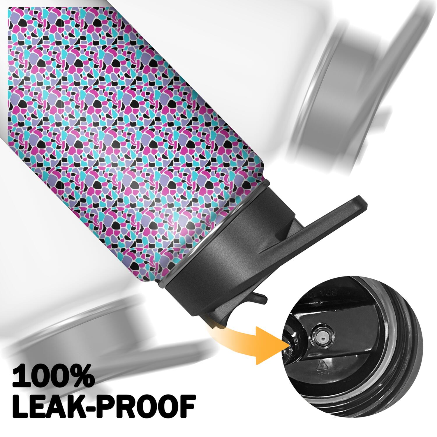 Leopard Print Insulated Stainless Steel Water Bottle with Straw & Cleaning Brush – 18 Oz | Leakproof, BPA-Free, 304 Stainless Steel, Wide Mouth, Travel Mug for Car, Gym, Office