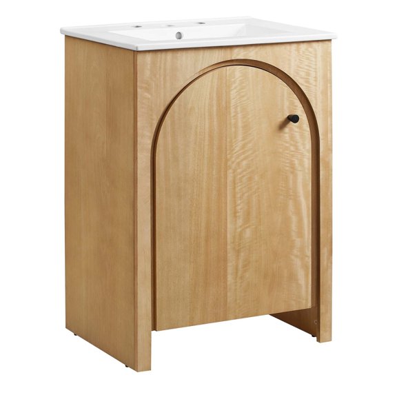Sink Vanity Cabinet, White Oak, Wood, Hotel Bedroom Bathroom, Modern Contemporary HB36474