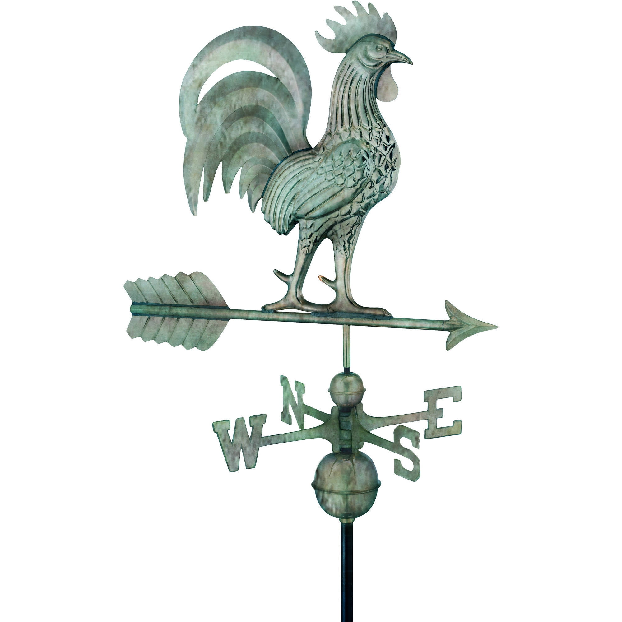 Blue Verde Copper Good Directions Proud Rooster Weathervane Patio, Lawn
