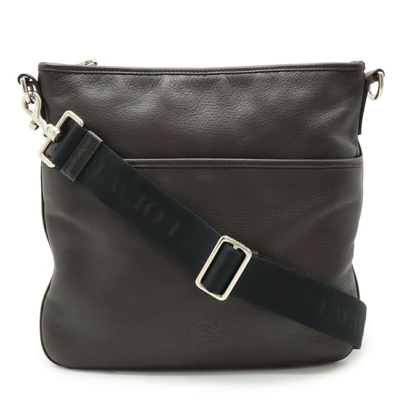 Pre-Owned LOEWE Anagram Shoulder Bag in Dark Brown Leather (Good)