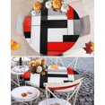 thumbnail image 2 of Round Tablecloth Red Black Squares Elastic Edge Fitted Abstract Geometric Art Plastic Table Cover,Waterproof Oil Proof for Dinner,Outdoor, Picnic, 36" - 44"&nbsp; DIA Tables, 2 of 6