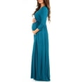 thumbnail image 3 of Mother Bee Maternity V-Neck 3/4 Sleeve Ruched Waist Dress, 3 of 4