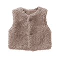 thumbnail image 2 of GiLiling Toddler Girls Boys Infant Fuzzy Teddy Vest Coat Furry Fleece V-Neck Sleeveless Gilet with Button Down Warm Plush Sherpa Outerwear (Khaki, 12-18 Months), 2 of 3