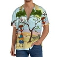 thumbnail image 3 of Disketp Men's Hawaiian African Women in Mountain Landscape Print Shirts Button Down Holiday Beach Shirts-XX-Large, 3 of 7