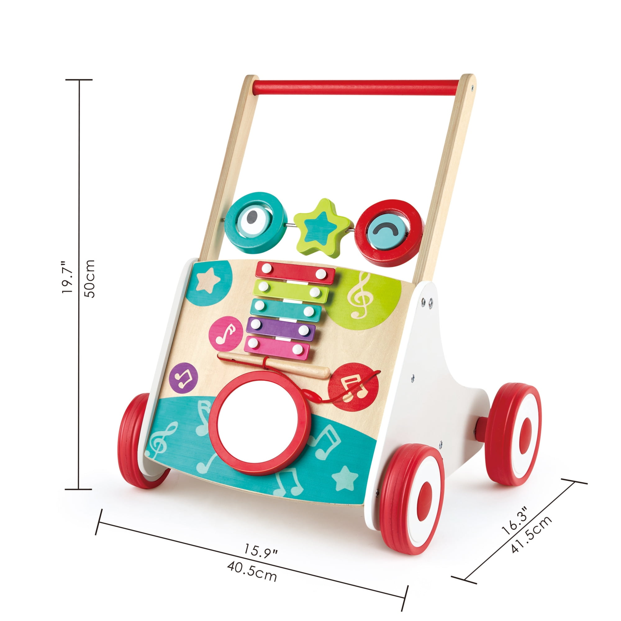 Hape My First Musical Walker Wooden Push & Pull Learning Toy for Baby & Toddler