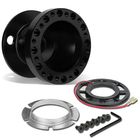 1997 Mitsubishi Eclipse Wheel Aluminum Steering Wheel 6 -Hole Hub Adaptor Kit (Black) - For 1988 to 2004 Mitsubishi Eclipse / Lancer / Pickup 99 00 01 02 03 ()