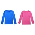 thumbnail image 1 of 2 Pack(Bleu Foncé 1PCS & Rose Vif 1PCS) Multipack Chandails en Molleton d'Hiver pour Automne Manches Longues T-Shirt Uni, 1 of 4