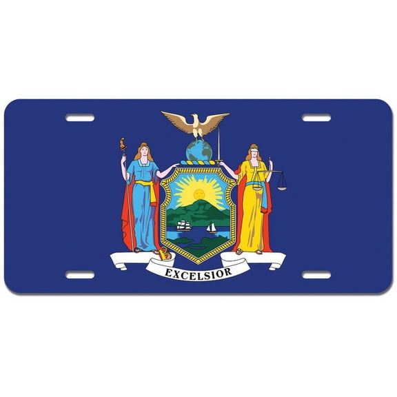 New York State Flag Novelty Metal Vanity License Tag Plate
