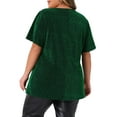 thumbnail image 4 of Agnes Orinda Women's Plus Size Blouses V Neck Metallic Short Sleeve T-Shirt Party Tops 3X Green, 4 of 7