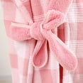 thumbnail image 4 of FAHXNVB Womens Fleece Plaid Winter Robe Soft Plush Hooded Bathrobe with Hair Towel Wrap and Belt Warm Fuzzy Spa Long Robes with Pockets, 4 of 7